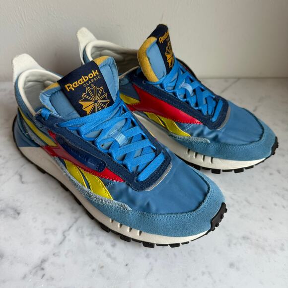Reebok Classic Nylon Sneakers Blue Red Yellow Retro Men’s 7 / Women’s 8.5 - Picture 1 of 9